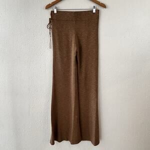 Blue Life Brown Knit Flowy Wide-Leg Beachy Boho Pants Women S